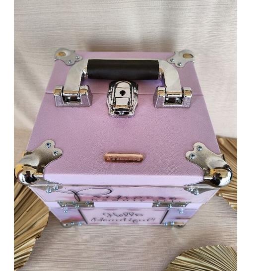 Recomended.. beautycase kubus MDF Lilac / koper makeup/ beautycase/ tas kosmetik