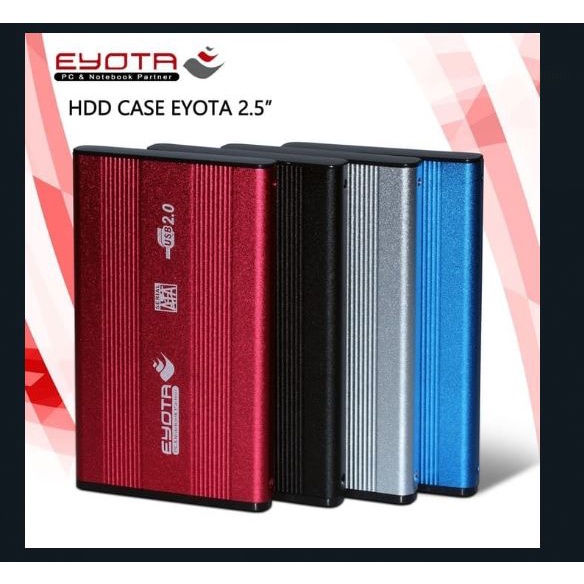 Case ssd hdd harddisk enclosure eyota 2.5&quot; sata usb 2.0 480Mbps aluminum - casing hard disk drive external 2.5 inch usb2.0