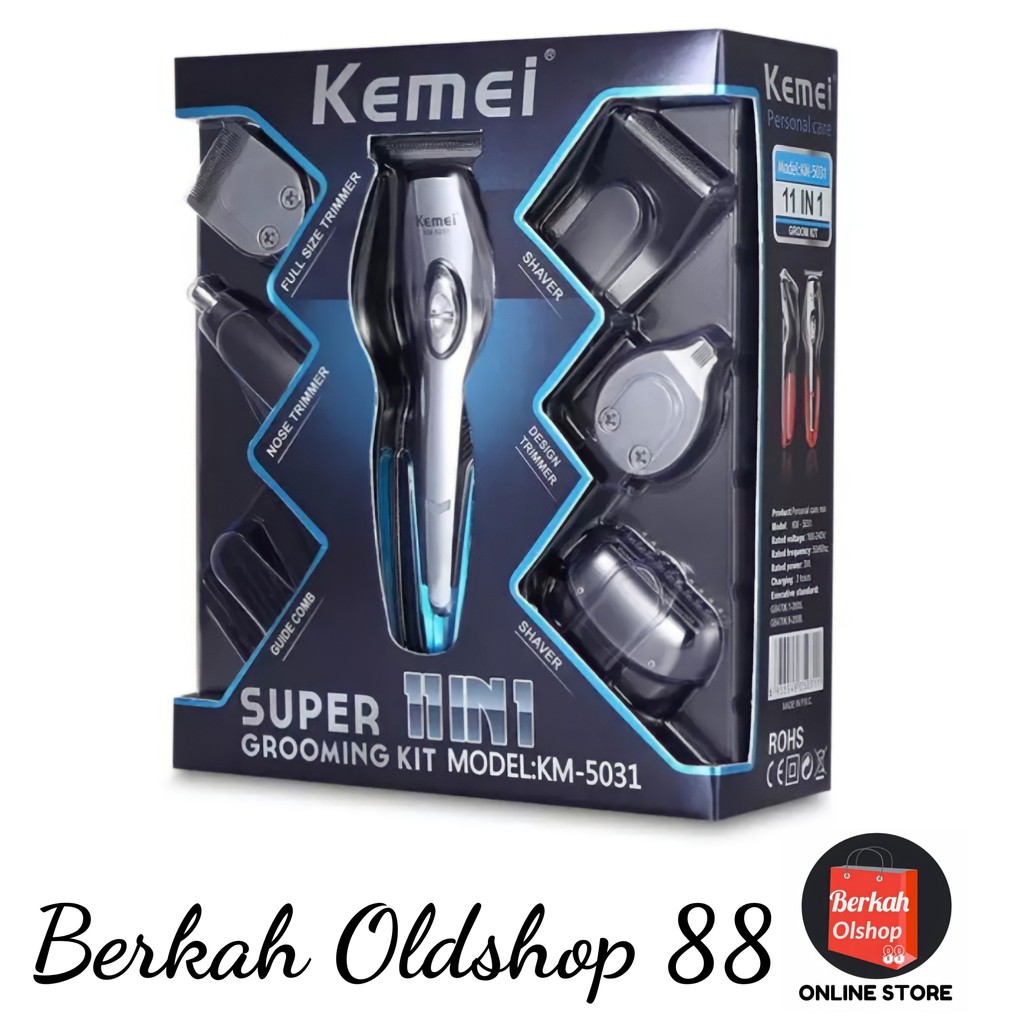 Berkah Oldshop 88 - Kemei KM-5031 Profesional Hair Clipper Alat Pemangkas Rambut 11 in 1