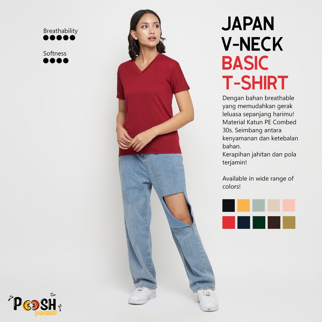 [POSH PEANUT] KAOS POLOS WANITA PREMIUM COTTON | BAJU POLOS WANITA | KAOS POLOS VNECK | KAOS POLOS ONECK | KAOS POLOS WANITA JUMBO | BAJU OVERSIZE