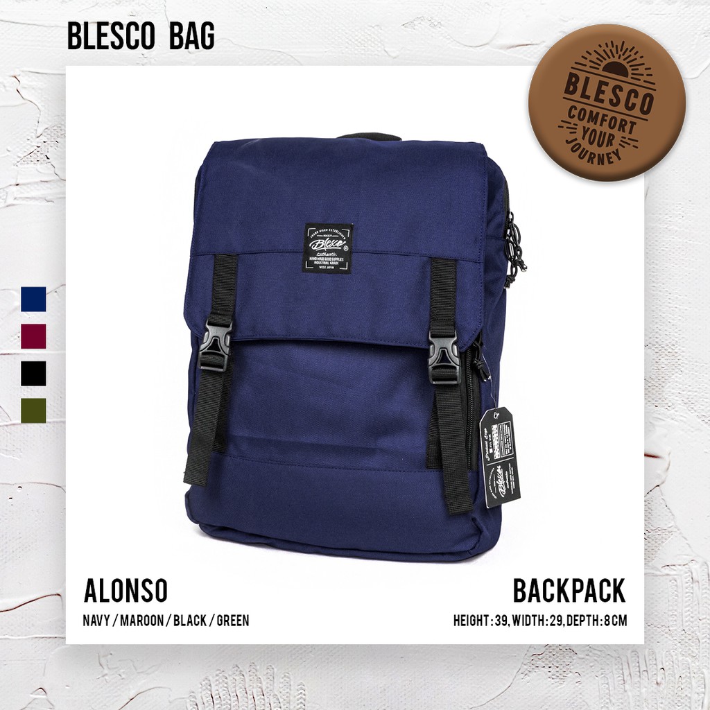 Tas Punggung Pria Warna Navy - Blesco Alonso Ransel Kuliah Tas Laptop 14 inch