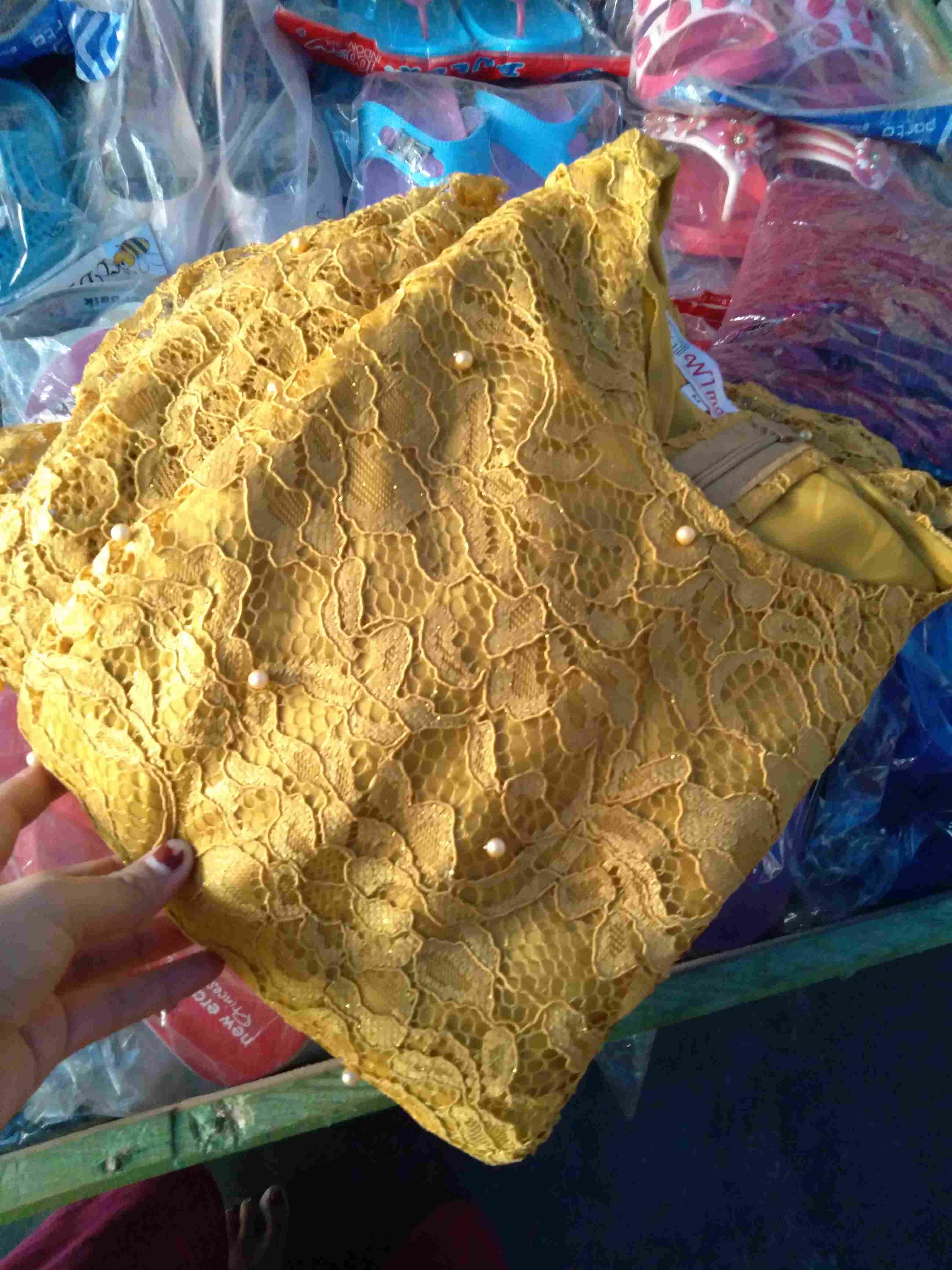 Realpict!!!semi Gamis Umbrella Mutiara Atasan Bhn Brukat+plisket Bhn Batik Silk Size M L Xl Xxl