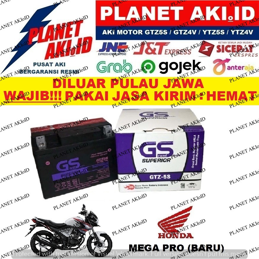 Aki Motor Honda Mega Pro Megapro GTZ5S Accu Kering MF