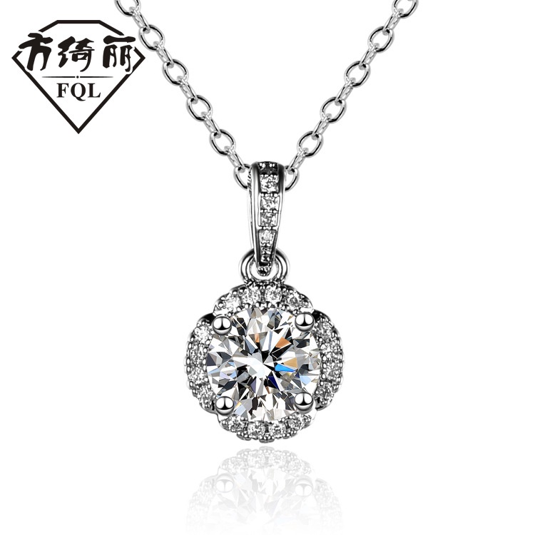 925 perak murni Penuh berlian bunga berlian mewah Klavikula liontin kalung untuk wanita Moissanite gaya Korea perhiasan fashion sederhana