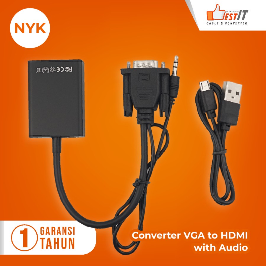 VGA + Audio to HDMI Converter - Cable VGA Male to HDMI Female With Audio High Quality