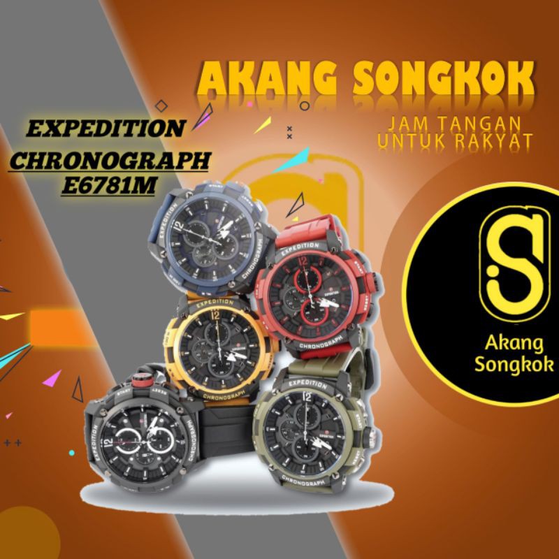EXPEDITION E6781M CHRONOGRAPH. JAM TANGAN PRIA ORIGINAL. CHRONO AKTIF BAHAN RUBBER DIAMETER 4,5CM