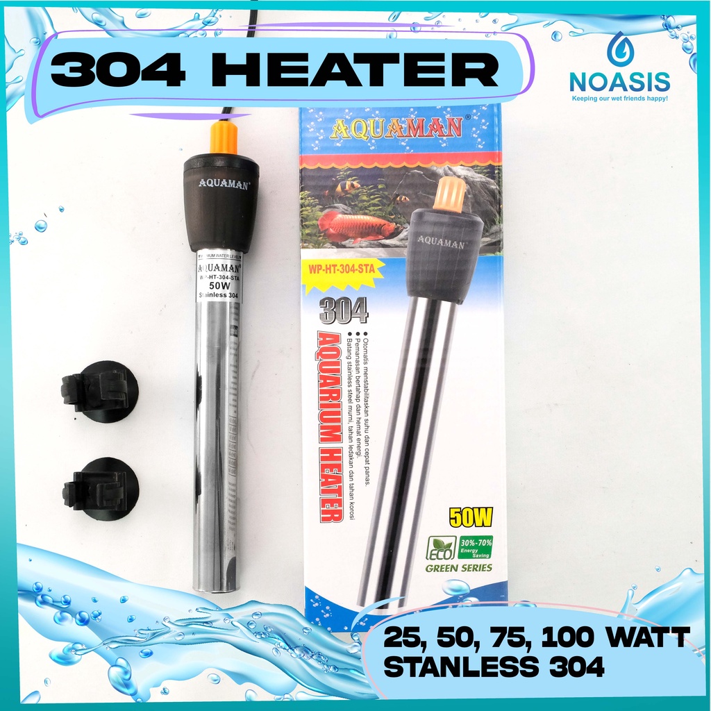 HEATER / PENGHANGAT AIR AQUARIUM STAINLESS 25 , 50 , 75 ,100 WATT AKUARIUM AQUASCAPE