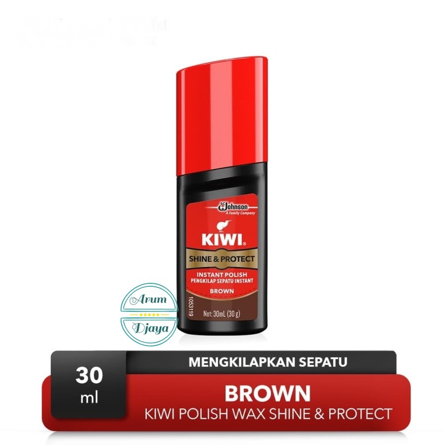 Kiwi Shine &amp; Protect Instant Polish Brown Kiwi Semir Sepatu Cair Coklat 30mL