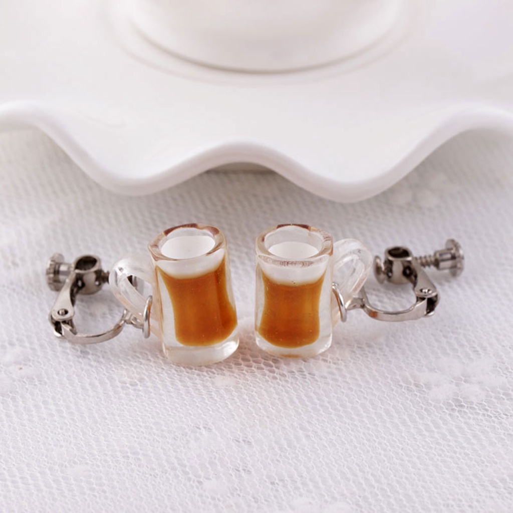 Hu Hu Hu Hu Hu Alat Bantu Pasang Kacamata♡ 1 Pasang Anting Kait Gantung Bahan Alloy Desain Botol Minum Untuk Wanita