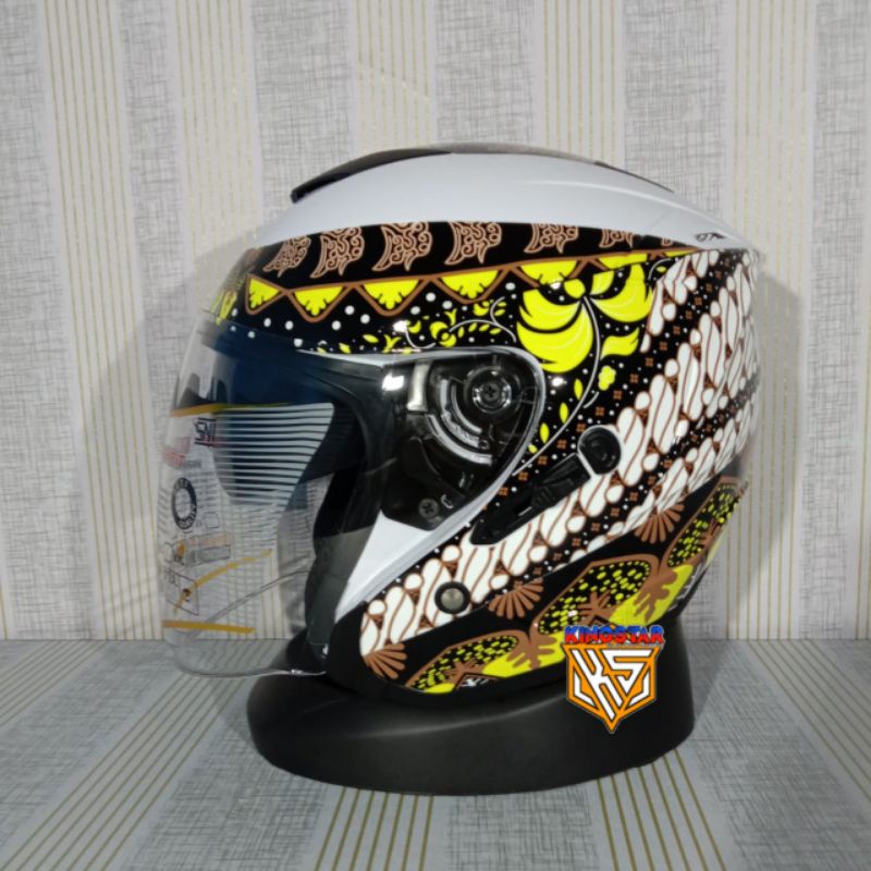 HELM G2 OPTIMAX MOTIF BATIK | WHITE | DOUBLE VISOR | SNI