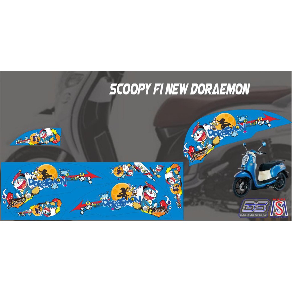 Stiker motor scoopy fi new doraemon