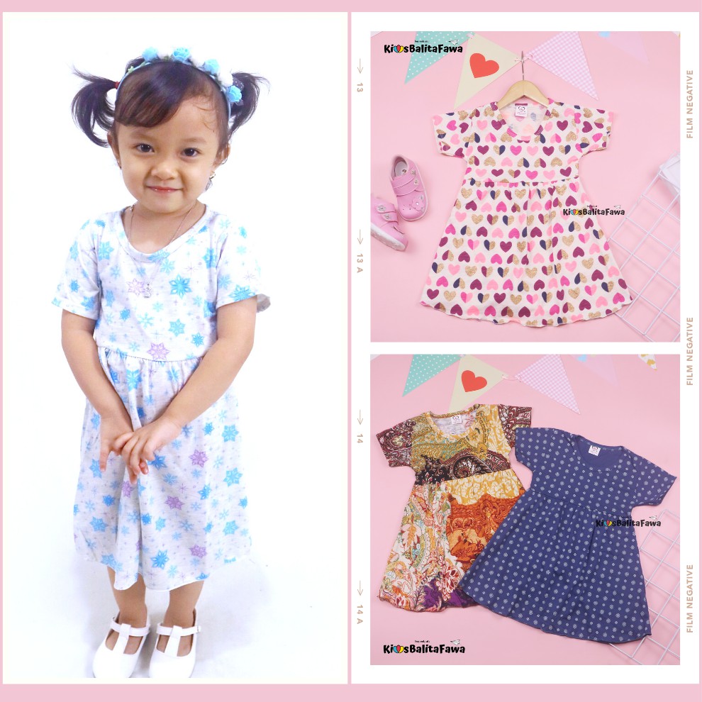 Dress Thalia 2-3 Tahun / Lengan Baju Tidur Balita Anak Perempuan Adem Kaos Cewek Dres Harian Murah babycinnamon