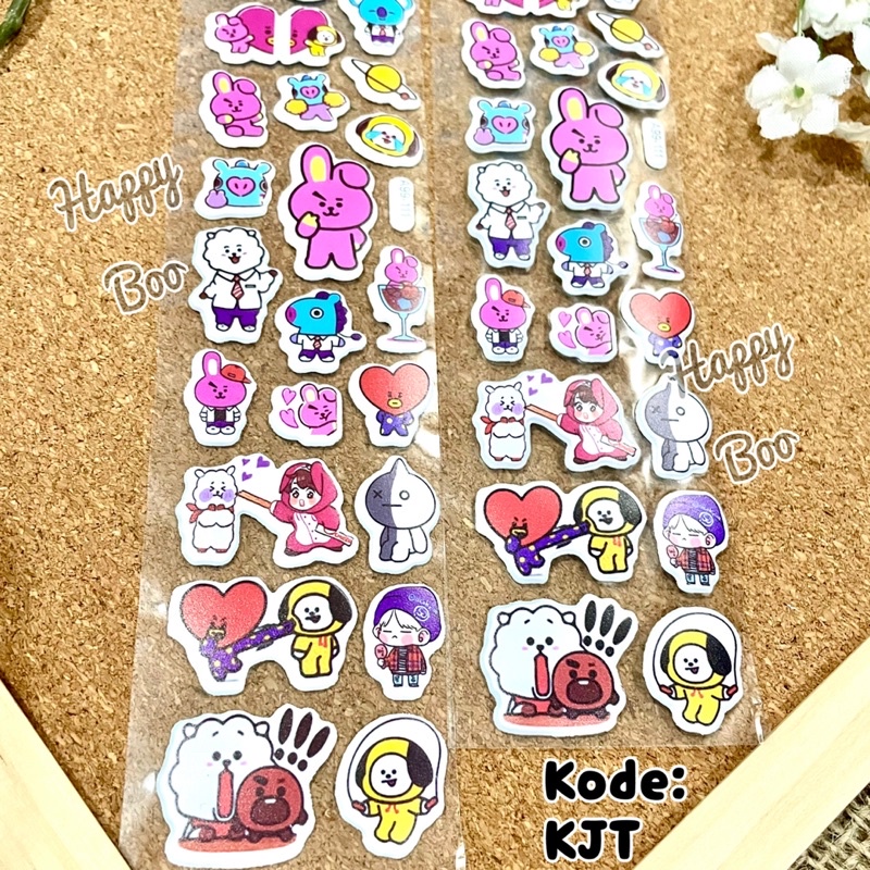 sticker stiker hello kitty bt21 stiker panjang timbul KJT sticker bts mang tata koya chimmy rj cooky shooky van