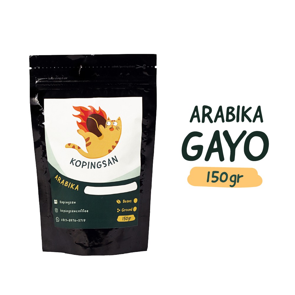 

KOPI ARABIKA GAYO 150g - KOPINGSAN - FRESHLY ROASTED - Biji Kopi