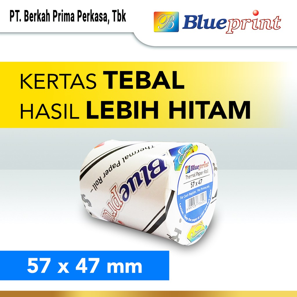 

Kertas Thermal Kertas Struk Kasir PPOB BLUEPRINT 57 x 47 , 57x47 mm - 1 Roll