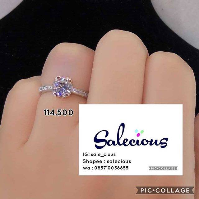 Cincin lapis emas dengan zircon italy asli