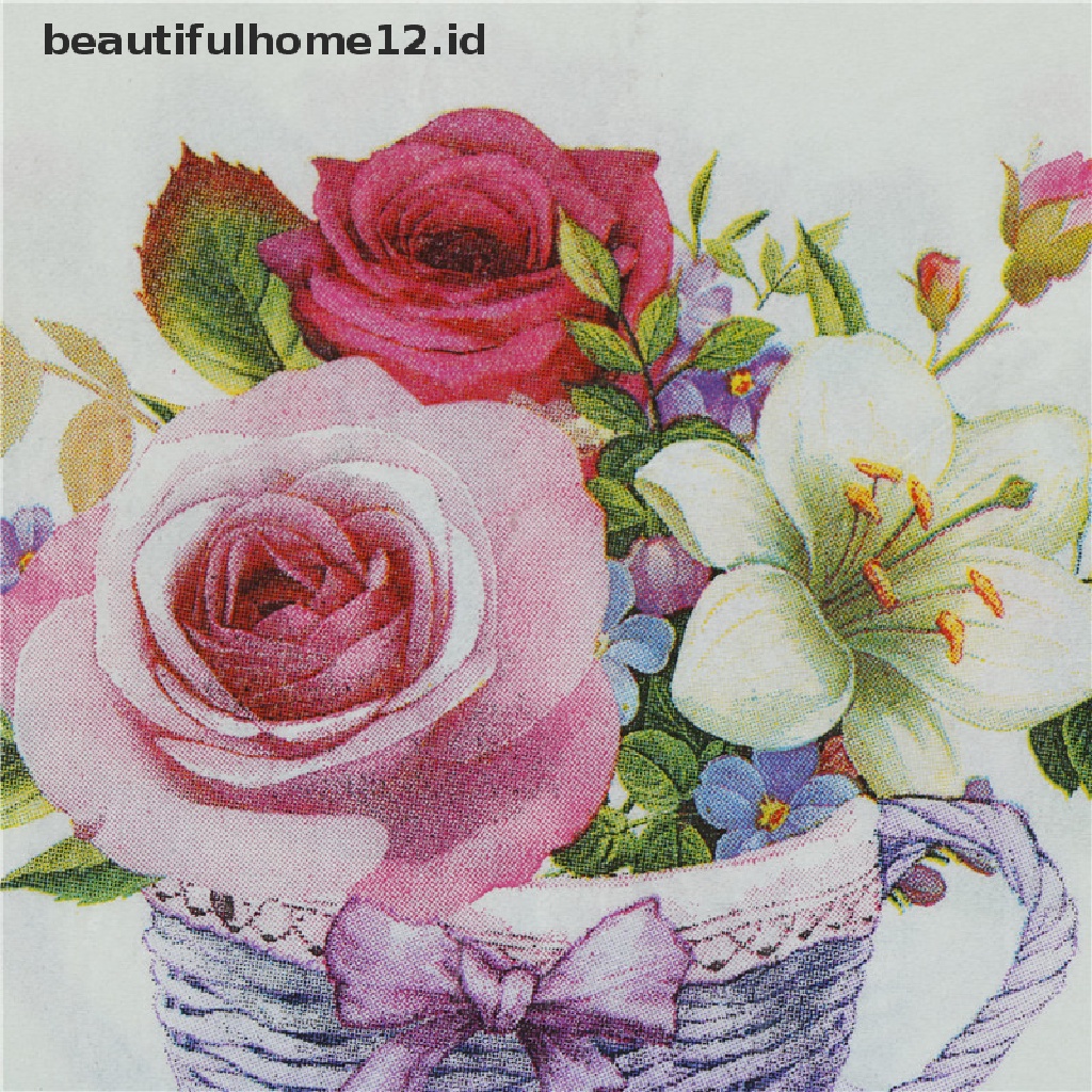 【beautifulhome12.id】 20pcs flower paper napkins food festive party tissue napkins decoupage decor .