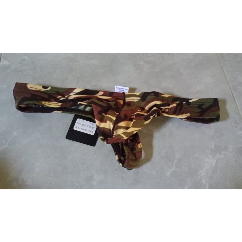 T02 G string Pria motif leopard Army tentara macan tutul celana dalam thong panty laki laki