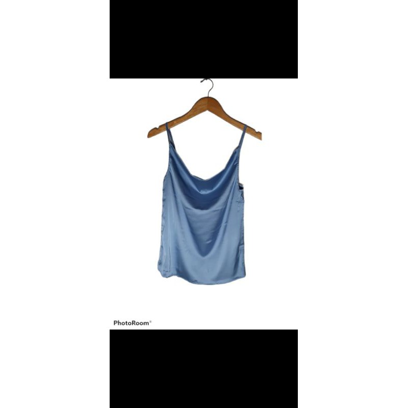 [READY bisa COD] KOREAN TOP SATIN/TANK TOP SATIN/ATASAN WANITA/ATASAN CANTIK/ATASAN CASUAL (XS-XL)-Baby blue