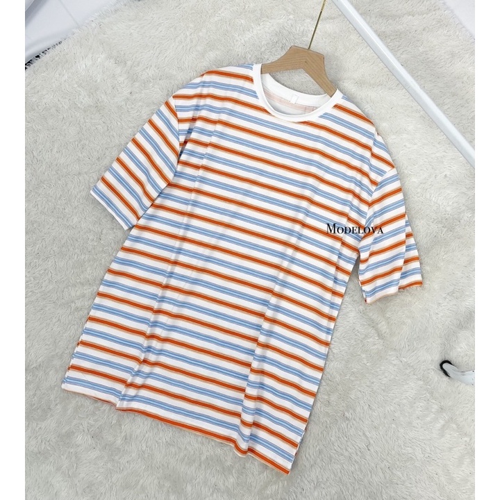 MDLV ~ 9349 Stripe OversizeTee Oversize Premium Oversize Import Atasan Big size Kaos Oversize Import Fashion cewek Fashion Wanita Fashion Import