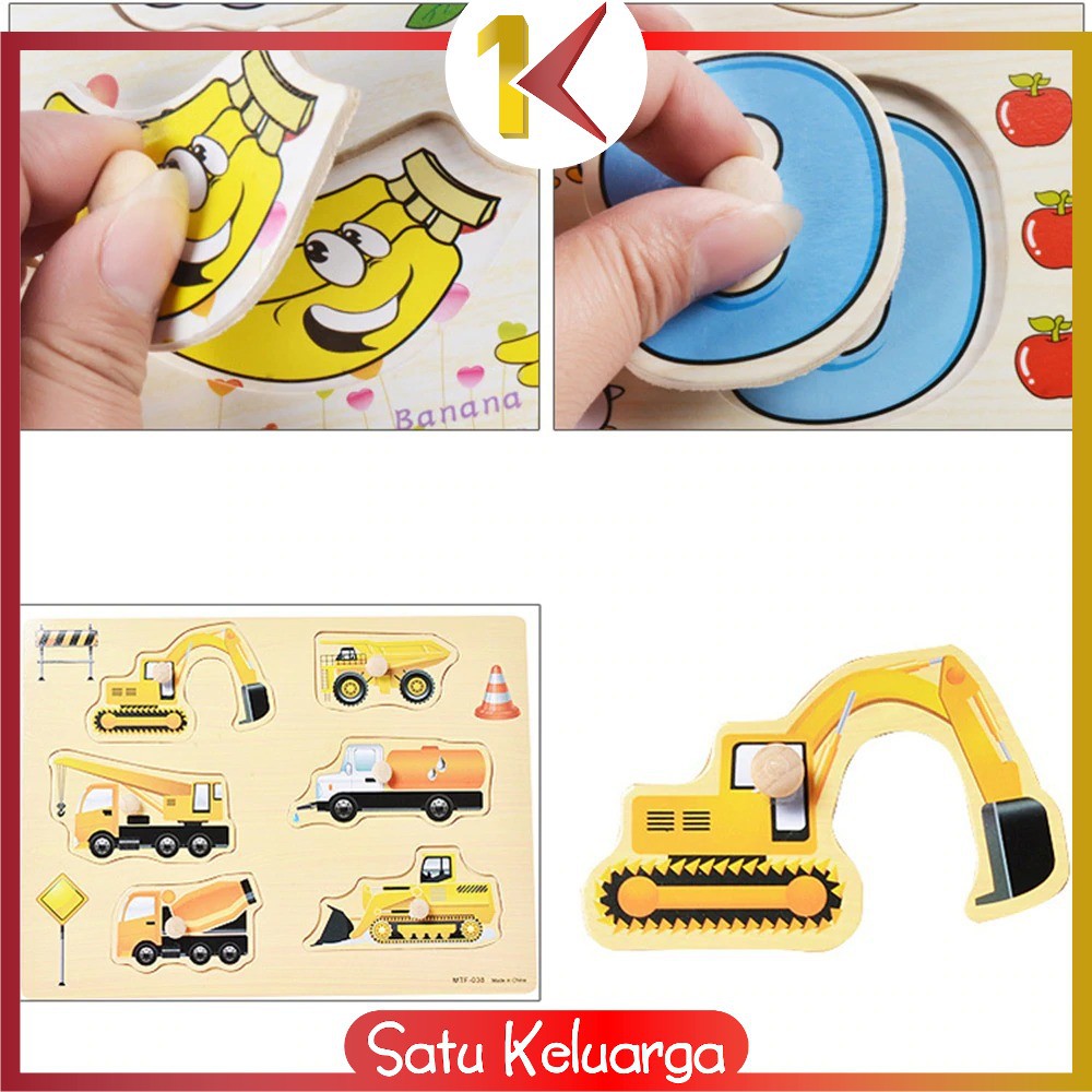 SK M67 68 Mainan  Edukasi Anak  Puzzle Kayu Knob Background  