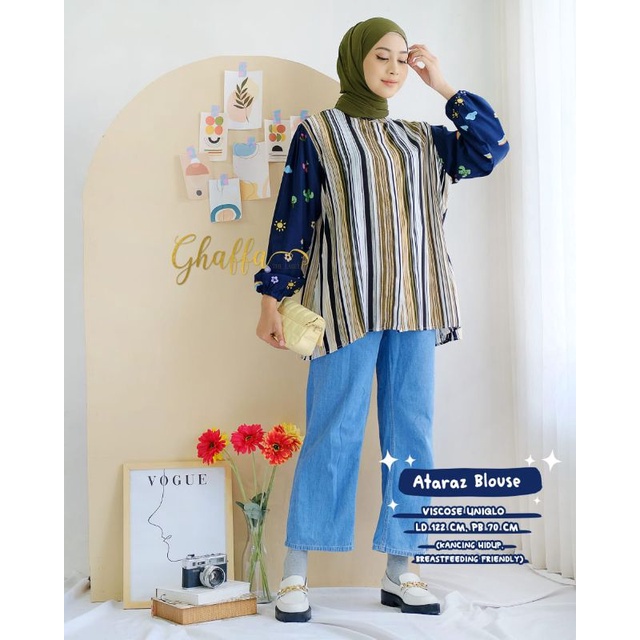 Ataraz blouse motif 2in1 viscose by ghaffa the label