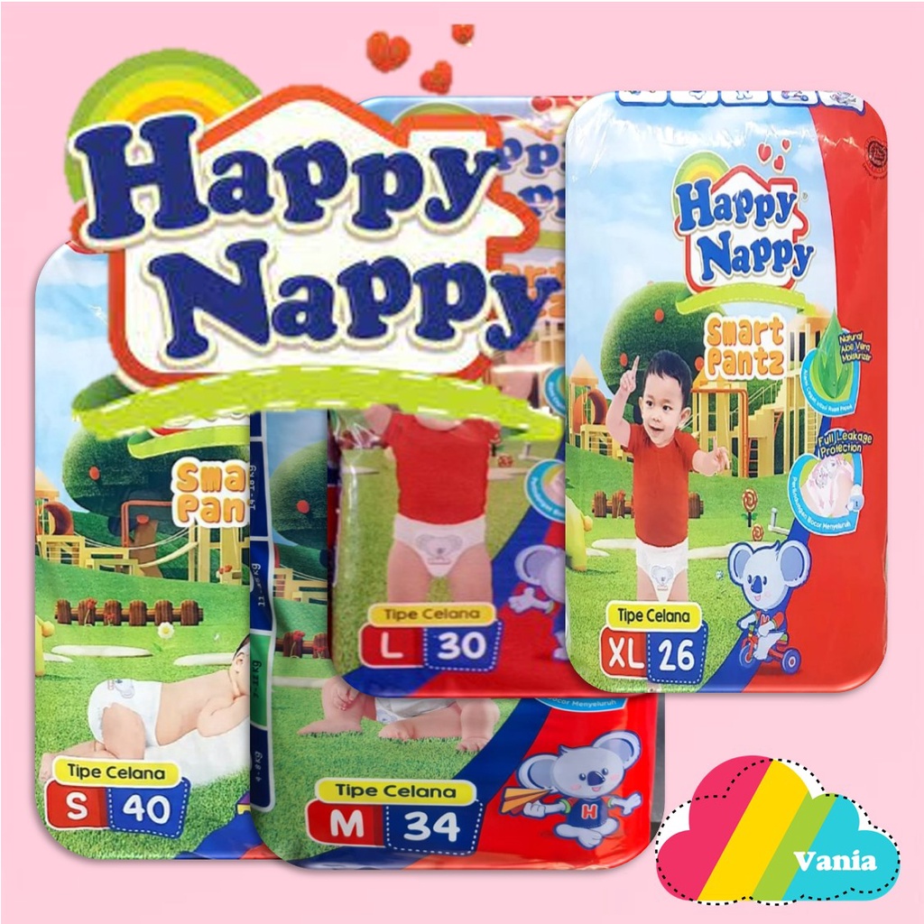 Happy nappy pants baby popok celana sekali pakai S40 M34 L30 XL26 baby happy nappy