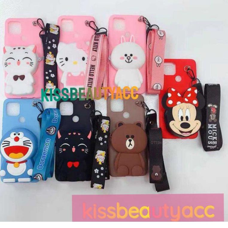 [PRODUK W7QZW] SOFT CASE KARAKTER DOMPET KOIN + GANTUNGAN TALI HP VIVO Y11/ Y12/ Y15/ Y17/ Y12I/ Y20