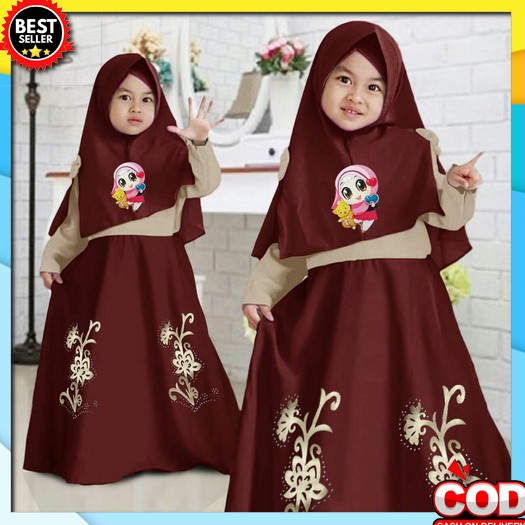 Baju Gamis Anak Perempuan Usia 7 8 9 Tahun Lebaran 2022 Maxy Dress Kotak Janice Set Cardigan Kekinia