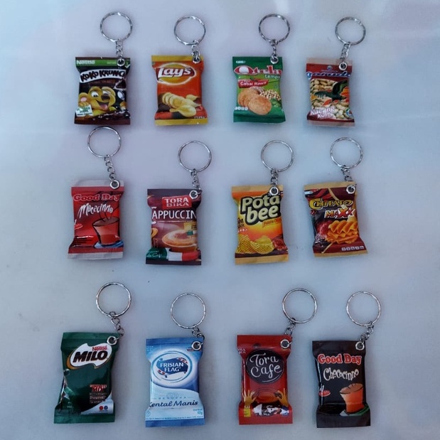 Ganci miniatur snack Gantungan kunci unik lucu