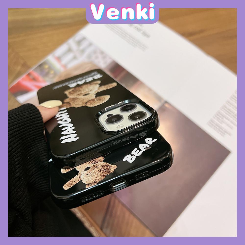 Soft Case Silikon Hitam Glossy Motif Teddy Bear Untuk Iphone 13 Pro Max / 12 Pro Max / 11 / 7 + / 7 / 8 + / Xr / Xs Max / 11 / Pro / 7 / 8 +