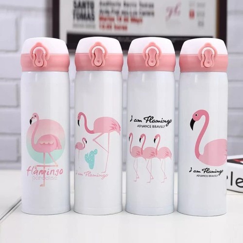 SHABRINA_FASHION!!! TERMOS KARAKTER [ GRATIS BUBBLE] VACUM 500 ML MOTIF FLAMINGO