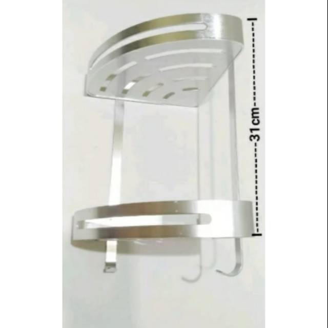 Rak sabun sudut 2 susun stainless . Rak shampoo stenlis  . Rak sudut stenlis .