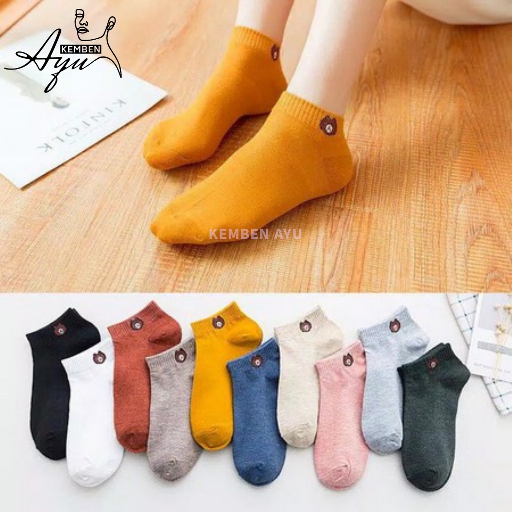 Kaos Kaki Pendek Ankle Wanita Dewasa Motif Beruang Tebal Ala Korea Kaoskaki Bear Tipis Semata Cewek Pelangi Invisible Low Socks Nibras Lucu Mini Tumit Warna Hitam Peach Pastel Kulit Angle Minion Anti Slip Kain Angkle Polos Bts Mata Halus Import Premium-7
