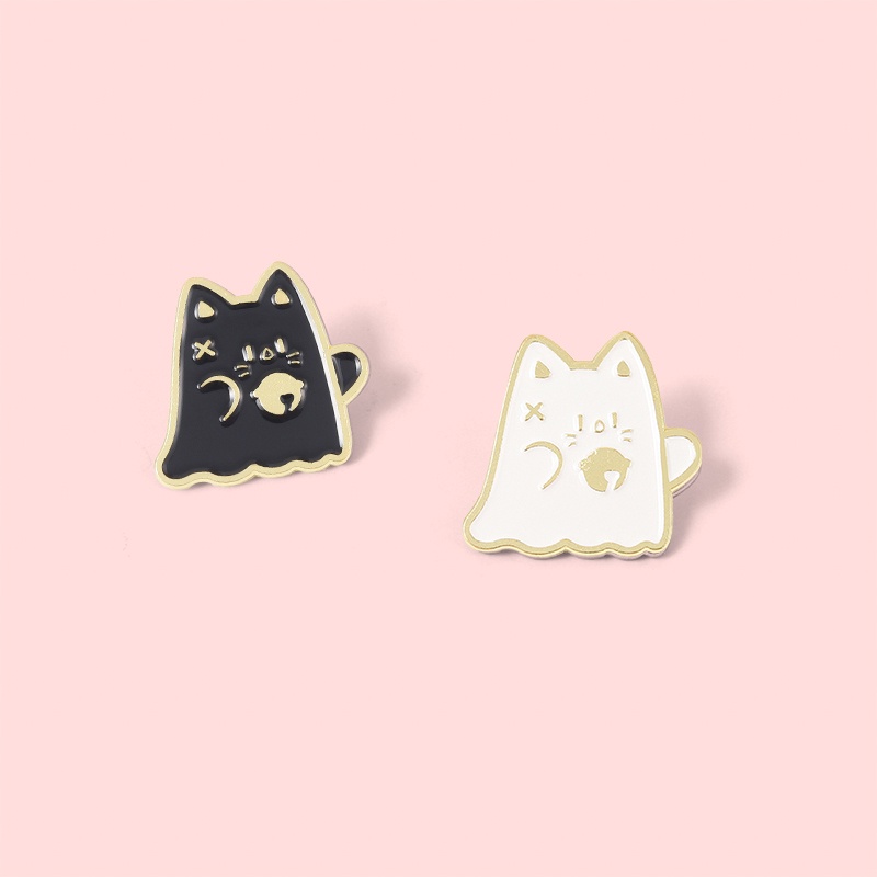 Bros Pin Enamel Bentuk Kucing Lucu 2 Warna Untuk Hadiah Teman