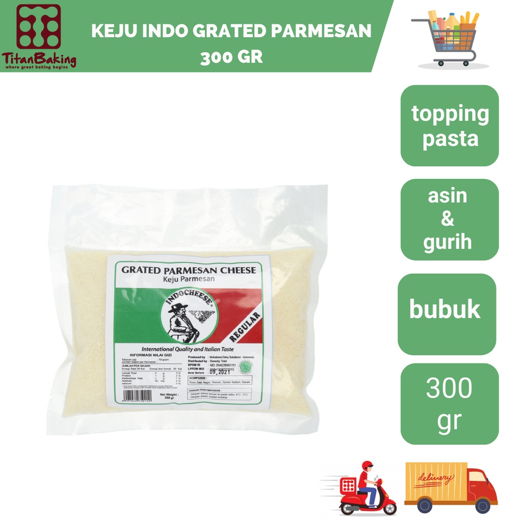 

Keju Indo Parmesan Cheese 330gr / Keju Parmesan Bubuk