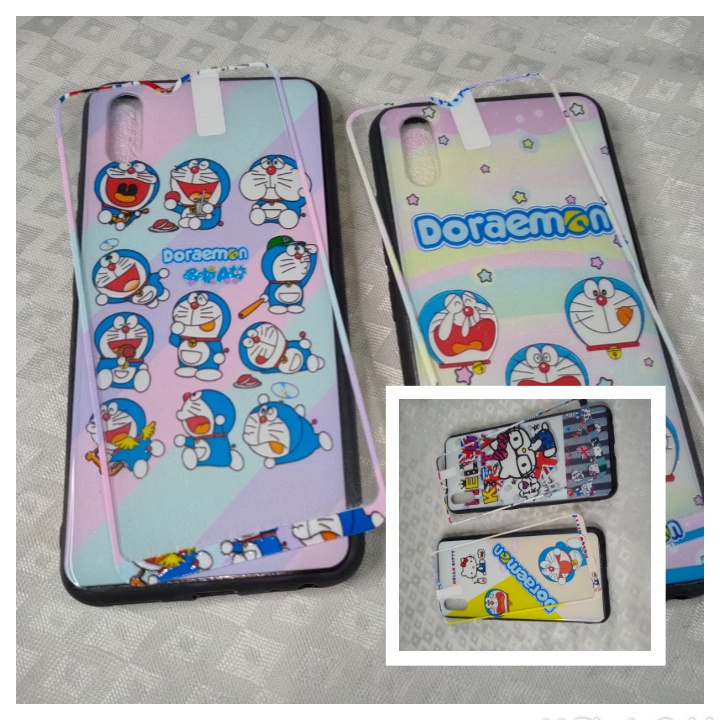 HARD CASE KARAKTER CEWEK / CARTOON + TEMPERED GLASS SAMSUNG A20