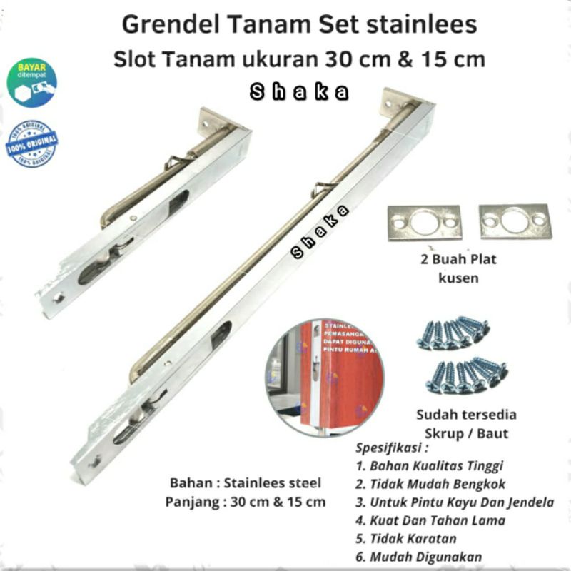 Slot pintu rumah kunci pintu rumah stainless grendel tanam stainless