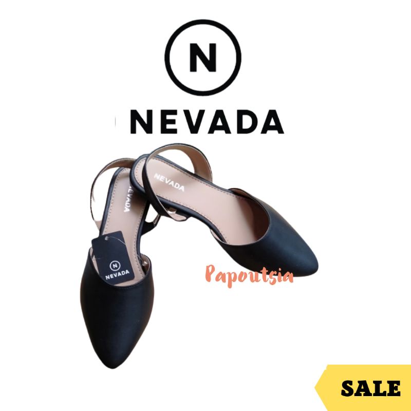 NEVADA Sepatu Flatshoes Wanita Original Brand Matahari Hitam Size 37 & 39 Tali Belakang Slingback Sh