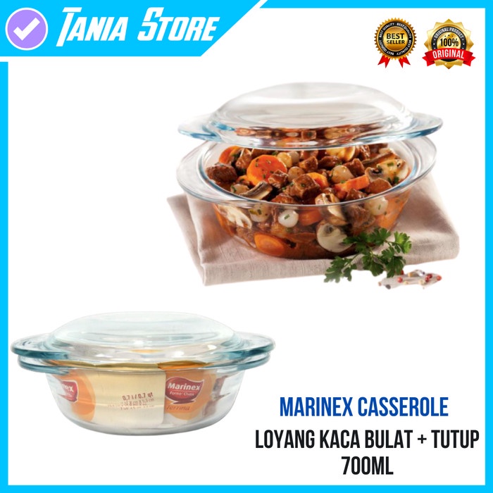 Loyang Kaca - Marinex Loyang Casserole + Tutup Kaca 0.7 L