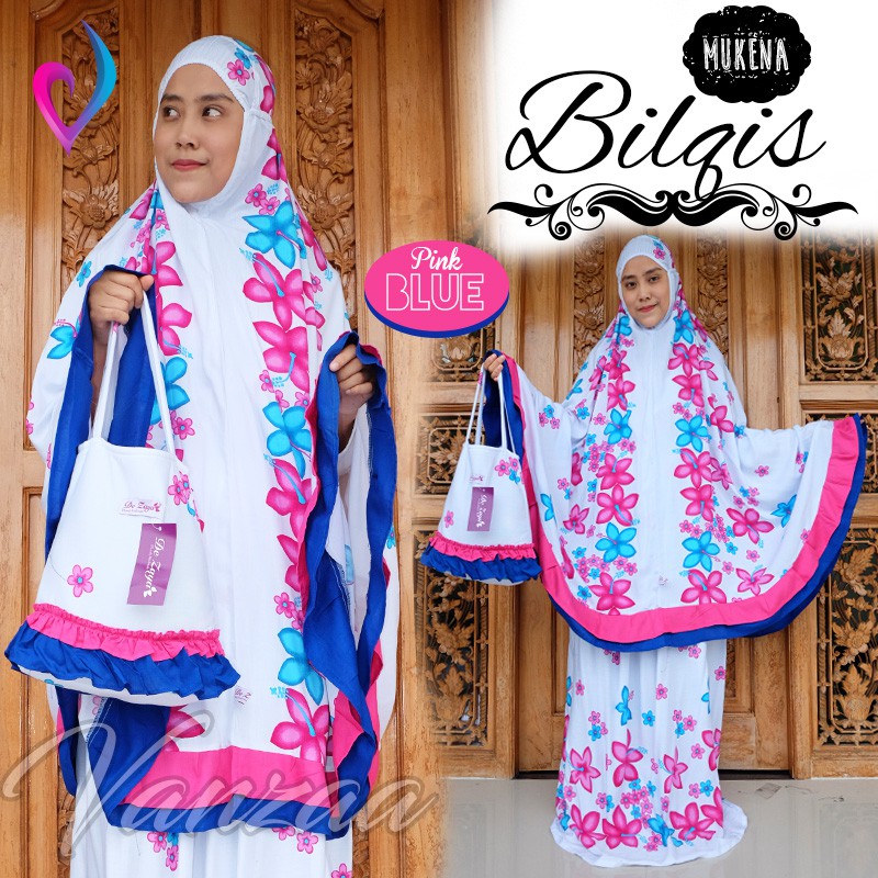 Mukena Bilqis Double rampel PINK BLUE TREND RAMADHAN 