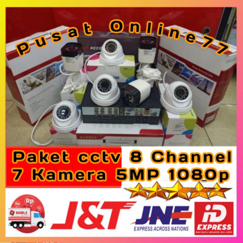 PAKET CCTV 8 CHANNEL 7 KAMERA 5MP BEST QUALITY LENGKAP