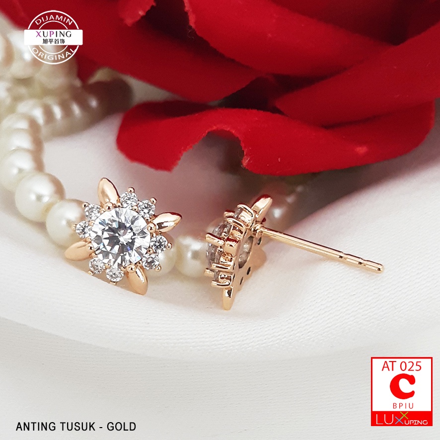 AT 025  Anting Xuping Tusuk Kualitas Premium Dengan Permata Zirkon Kilau Jernih Perhiasan Emas Imitasi Baya Korea Aksesoris Giwang Mas Mewah Luxx Xuping