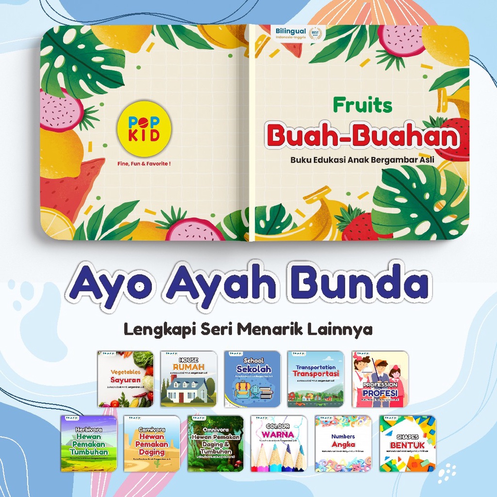PAKET 12 PCS BUKU MINI BOOK PENGENALAN PENGETAHUAN BILINGUAL ANIMASI EDUKASI ANAK BAYI PAUD