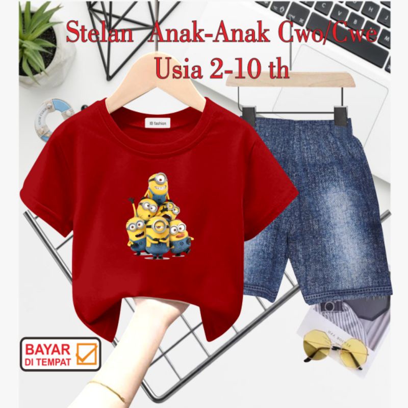 ((IB))SETELAN ANAK2 UNISEX SEMI JEANS/M1N10N DIGITAL SABLON