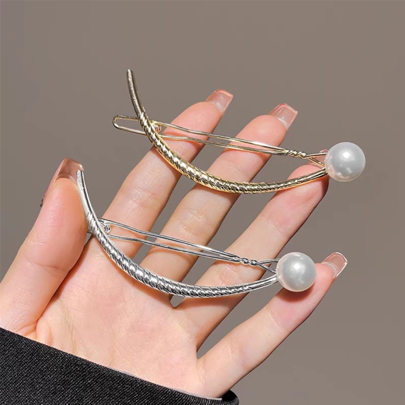 Jepit Rambut Model Butterfly Bahan Metal Aksen Mutiara Gaya Retro Untuk Wanita