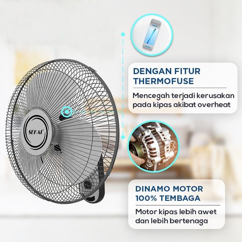 Kipas angin SEKAI Wall Fan Dinding WFN-1626 16 Inch