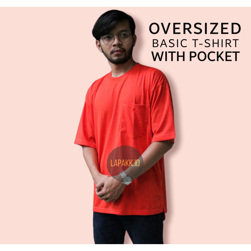 KAOS POLOS OVERSIZE POCKET COTTON COMBED 24S T-SHIRT OVERSIZED BIG SIZE PRIA &amp; WANITA