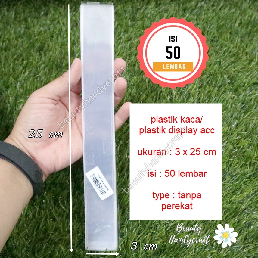 Plastik kaca 3x25 cm tanpa perekat plastik suvenir bros aksesoris