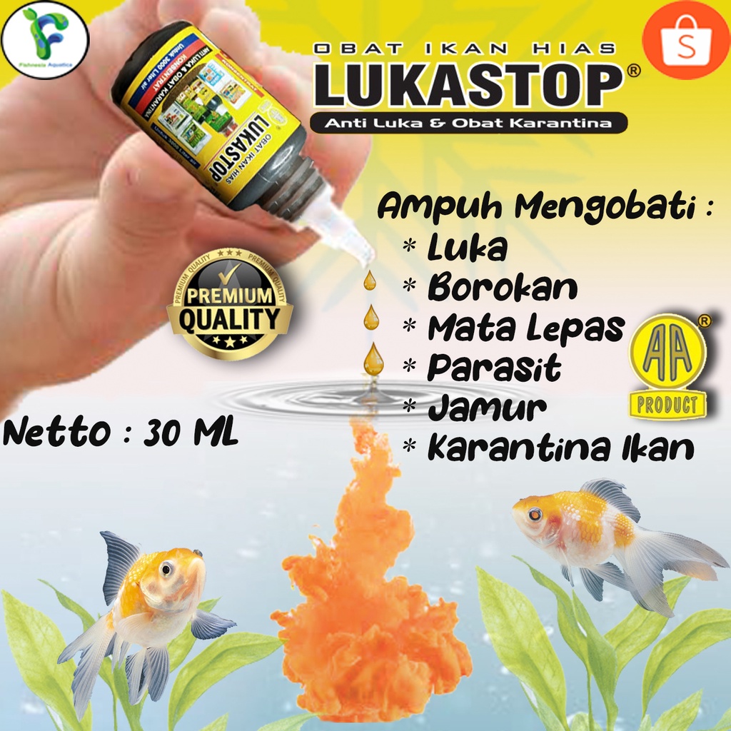 Lukastop 30 ml Obat Ikan luka dan karantina ikan